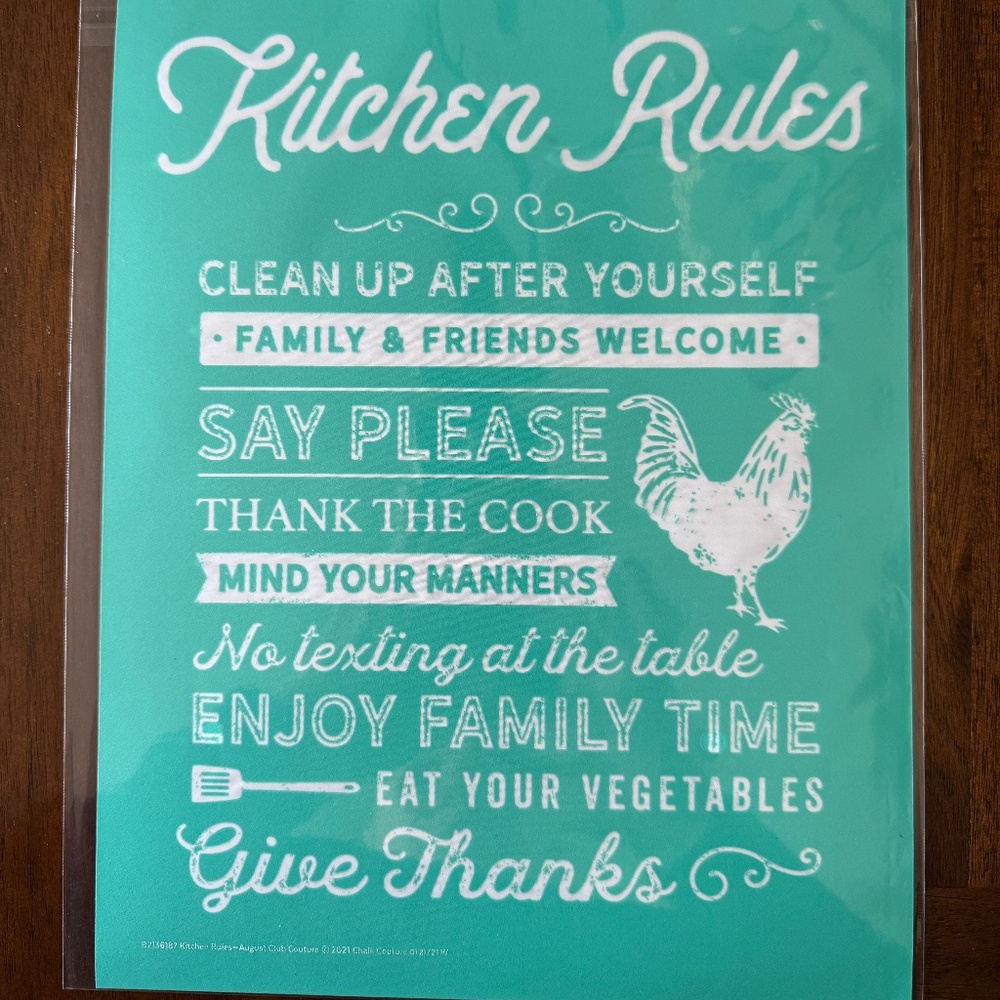NEW - RETIRED - Chalk Couture Silk Screen Transfer - "Kitchen Rules"